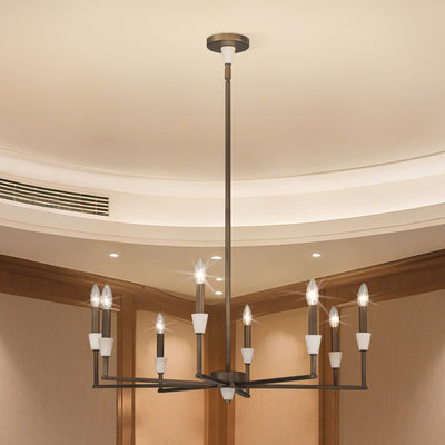 Montclair 32-inch 8-light Forged Bronze and Natural Alabaster Chandelier