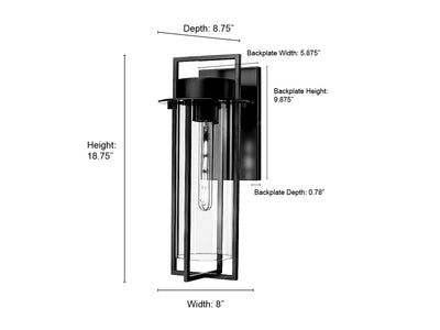 8'' Russell Powder Coated Black 1 Light Wall Sconce