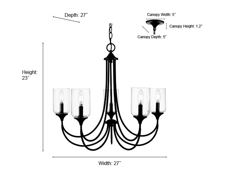 23'' Waddingham Vintage Brass 5 Light Chandelier
