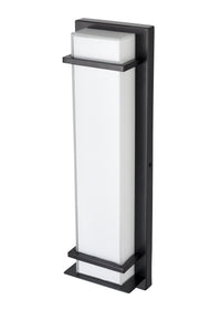 20-inch Powder Coated Black Outdoor Wall Sconce with White Glass