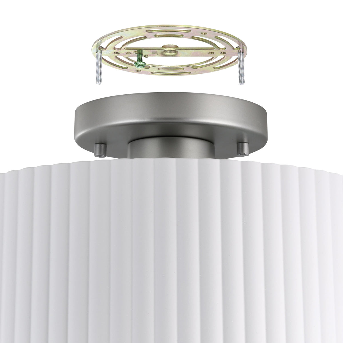Leilani 11-inch 1-light Brushed Nickel Semi-Flush Mount with Matte White Metal Shade