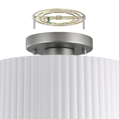 Leilani 11-inch 1-light Brushed Nickel Semi-Flush Mount with Matte White Metal Shade
