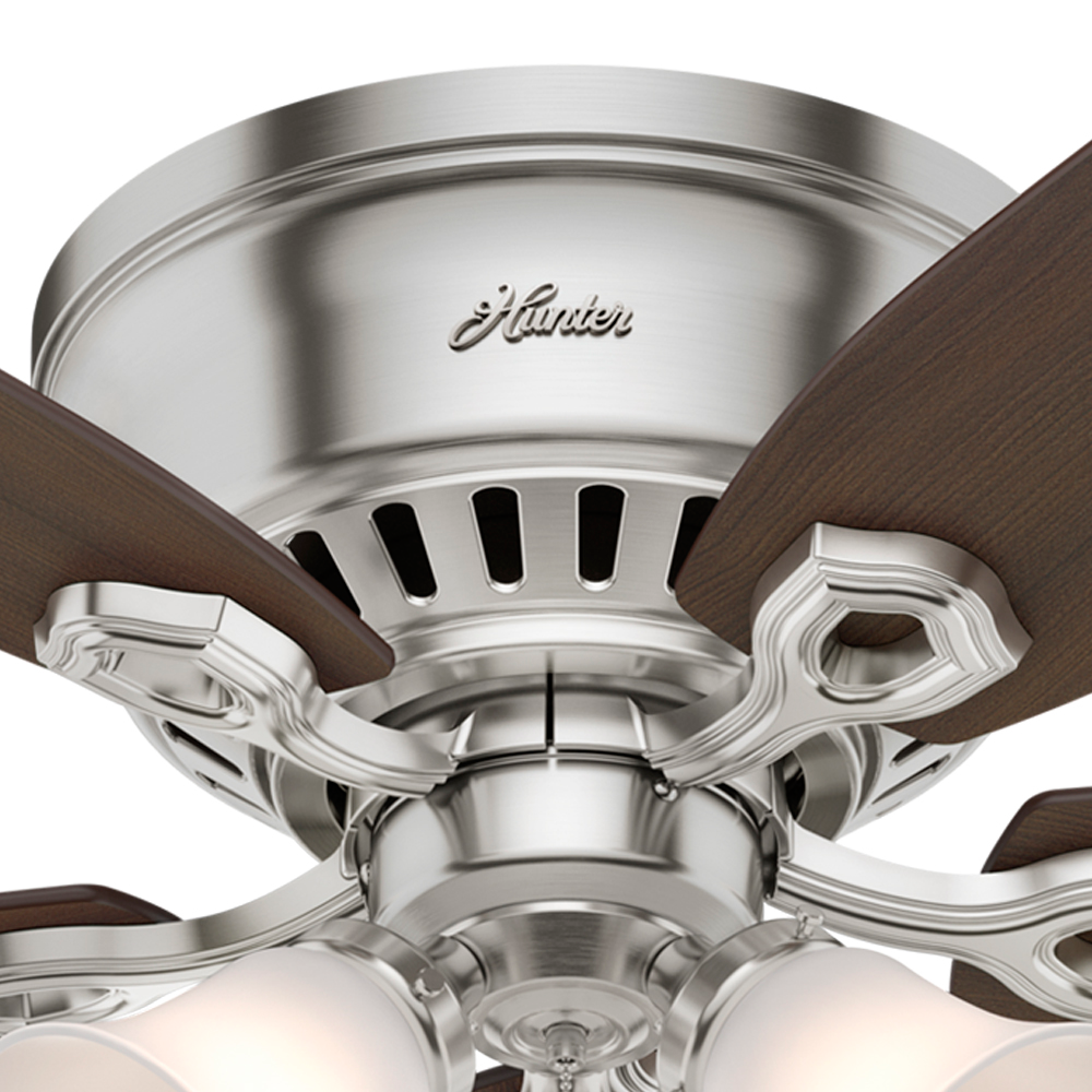 52 inch Builder Brushed Nickel Low Profile Ceiling Fan with LED Light Kit and Pull Chain