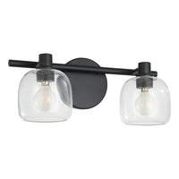 Valentina 15-inch 2-light Matte Black Vanity Light with Clear Glass Shades
