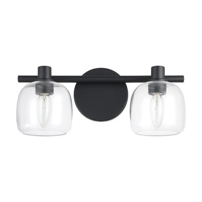 Valentina 15-inch 2-light Matte Black Vanity Light with Clear Glass Shades