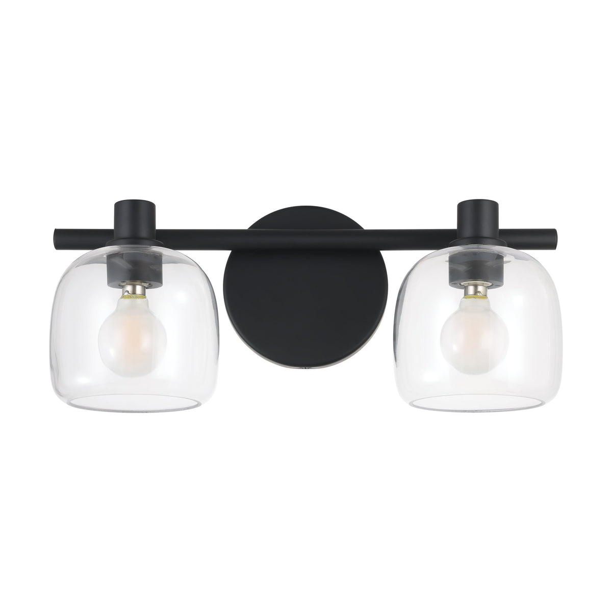 Valentina 15-inch 2-light Matte Black Vanity Light with Clear Glass Shades