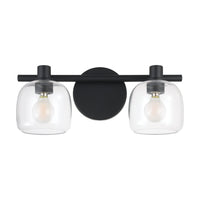Valentina 15-inch 2-light Matte Black Vanity Light with Clear Glass Shades