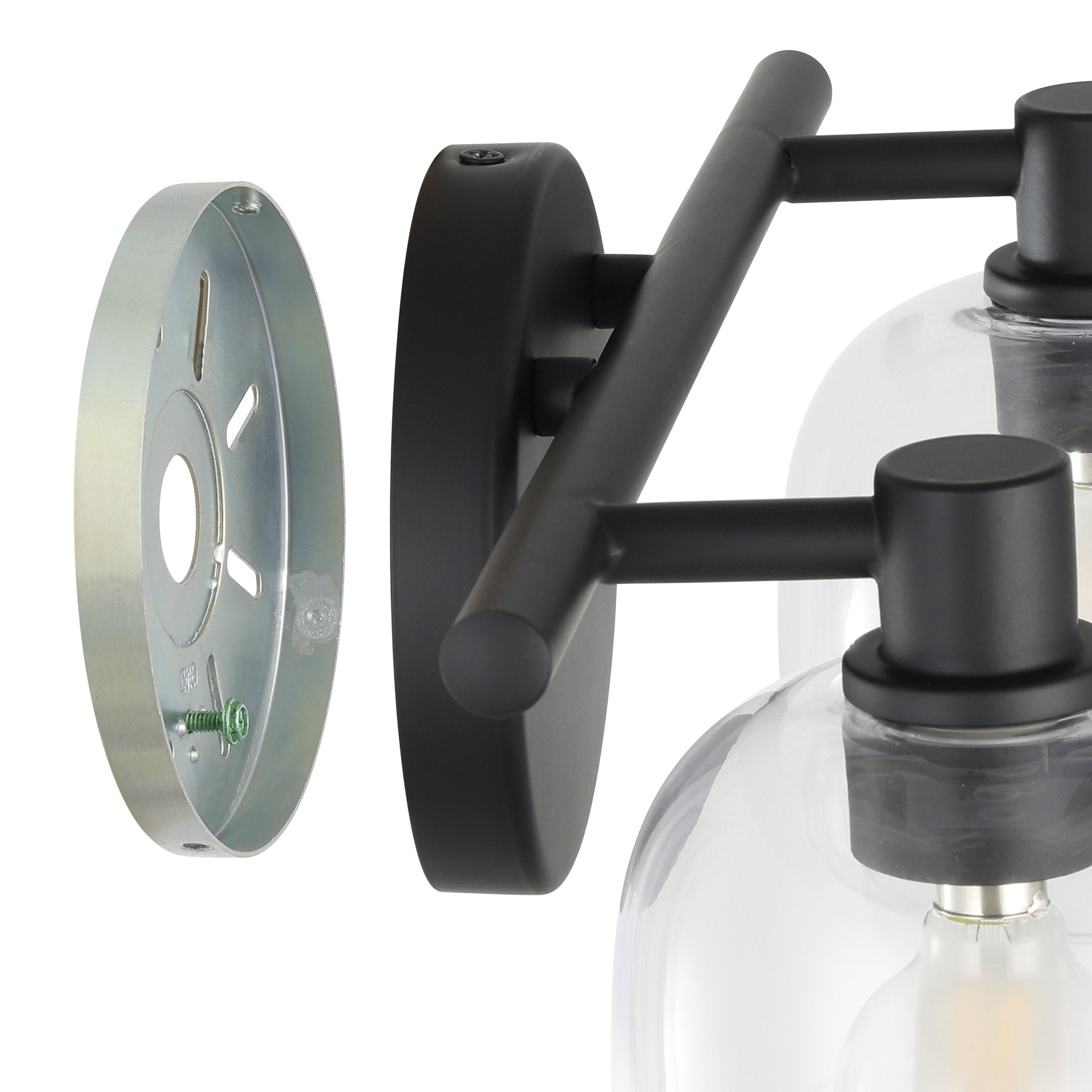 Valentina 15-inch 2-light Matte Black Vanity Light with Clear Glass Shades