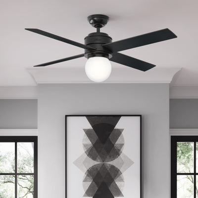 52 inch Hepburn Matte Black Ceiling Fan with LED Light Kit and Wall Control