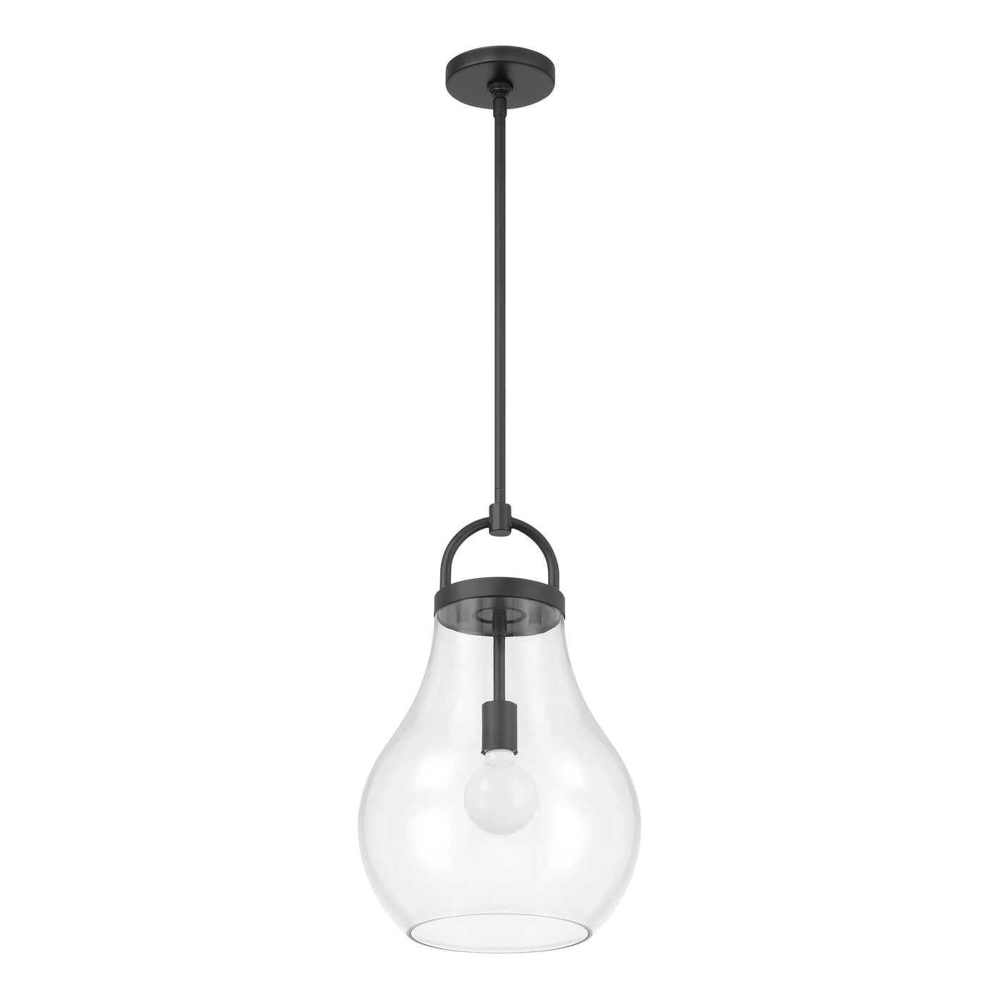 Mansfield 12-inch 1-light Matte Black Pendant Light with Clear Glass Shade