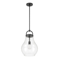 Mansfield 12-inch 1-light Matte Black Pendant Light with Clear Glass Shade