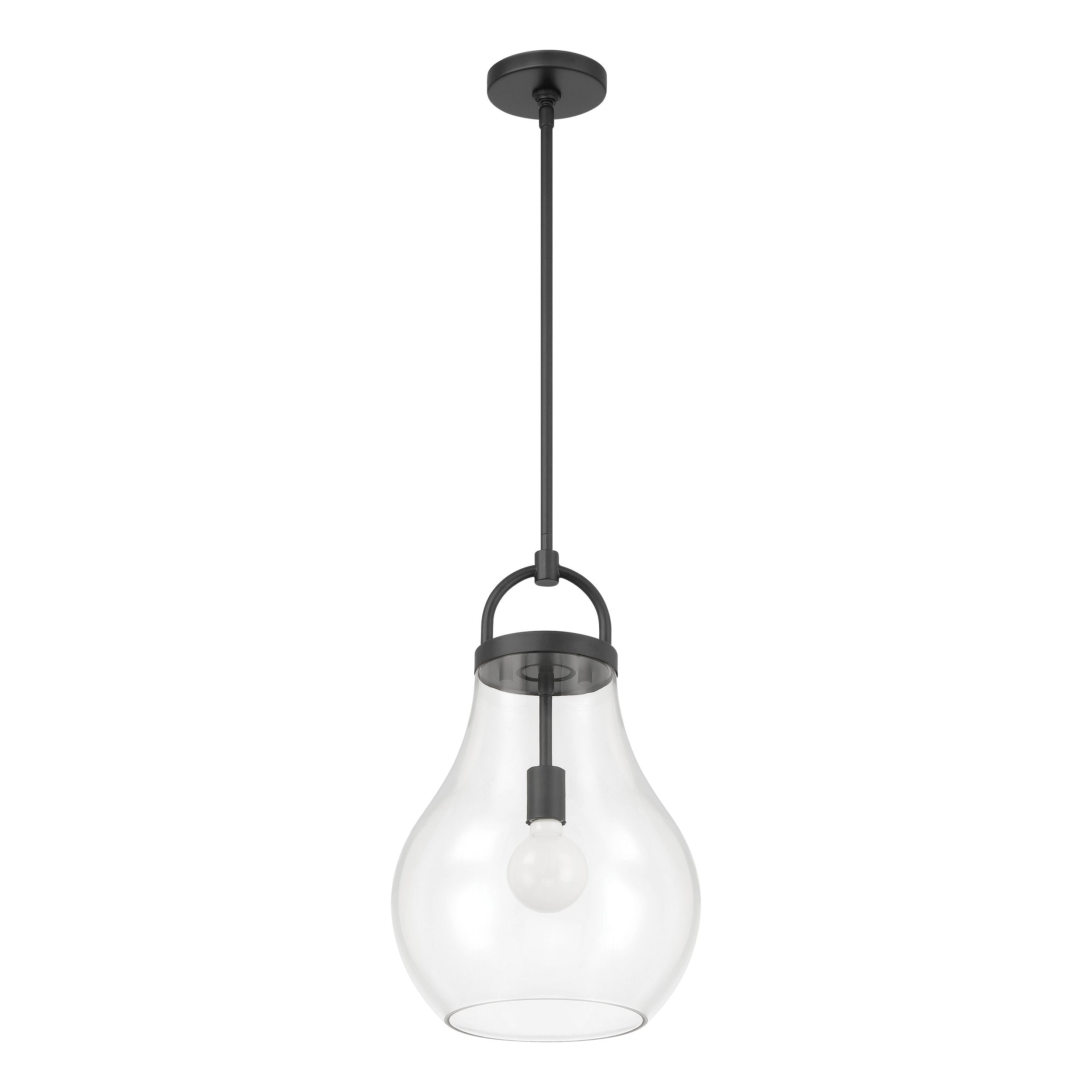 Mansfield 12-inch 1-light Matte Black Pendant Light with Clear Glass Shade