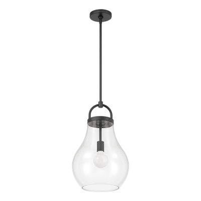 Mansfield 12-inch 1-light Matte Black Pendant Light with Clear Glass Shade