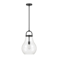 Mansfield 12-inch 1-light Matte Black Pendant Light with Clear Glass Shade