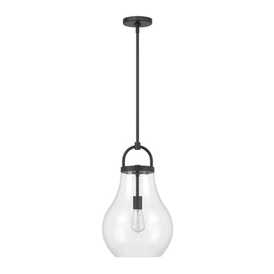 Mansfield 12-inch 1-light Matte Black Pendant Light with Clear Glass Shade