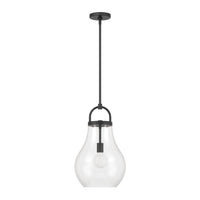 Mansfield 12-inch 1-light Matte Black Pendant Light with Clear Glass Shade