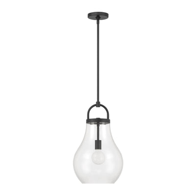 Mansfield 12-inch 1-light Matte Black Pendant Light with Clear Glass Shade