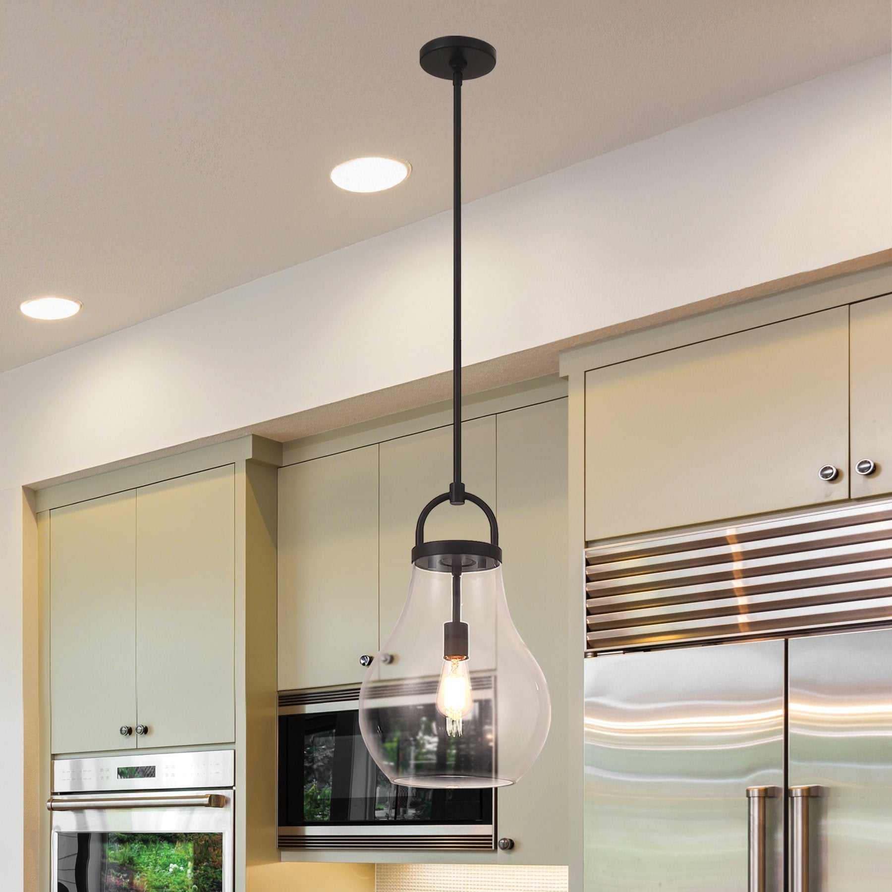 Mansfield 12-inch 1-light Matte Black Pendant Light with Clear Glass Shade