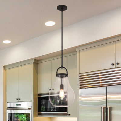 Mansfield 12-inch 1-light Matte Black Pendant Light with Clear Glass Shade