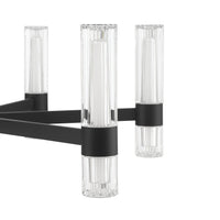 Ristretto 30-inch 12-light Matte Black LED Chandelier with Clear Ribbed and White Acrylic Shades