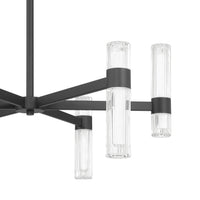 Ristretto 30-inch 12-light Matte Black LED Chandelier with Clear Ribbed and White Acrylic Shades