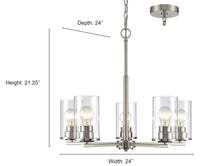 24-inch Verlana Brushed Nickel 5-Light Clear Glass Chandelier