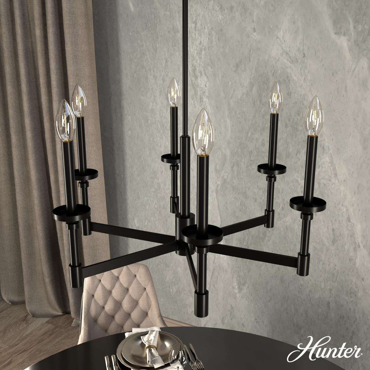 Laurel Ridge 42-inch 6-light Natural Black Iron Linear Chandelier