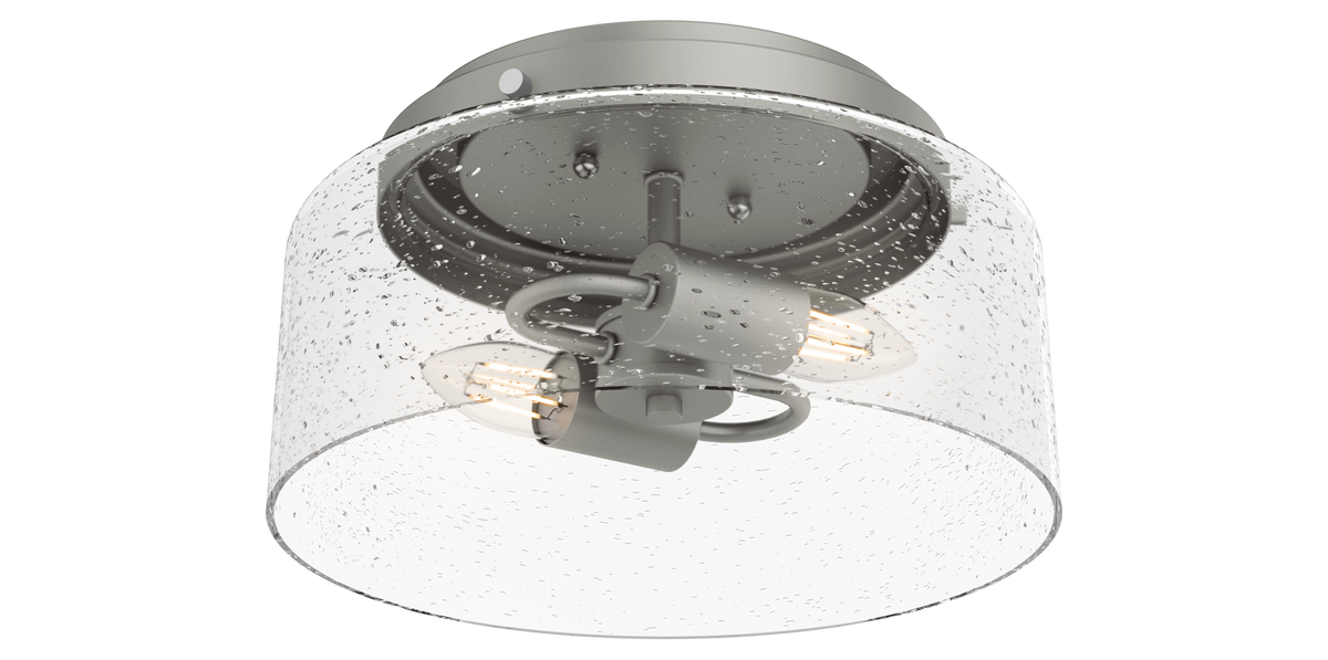 Hartland 11.5-inch 2-light Matte Silver Flush Mount Ceiling Light with Seeded Glass