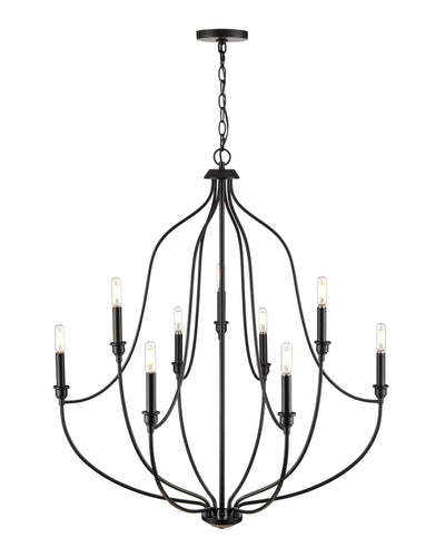 37.25'' Senoia Matte Black 9 Light Chandelier