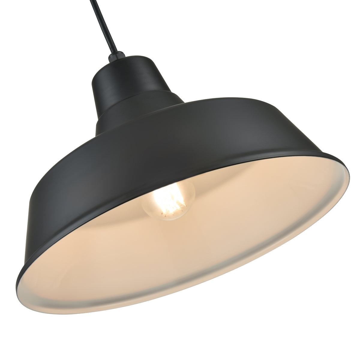 14-inch R Series Satin Black 1-Light Black Glass Pendant Light