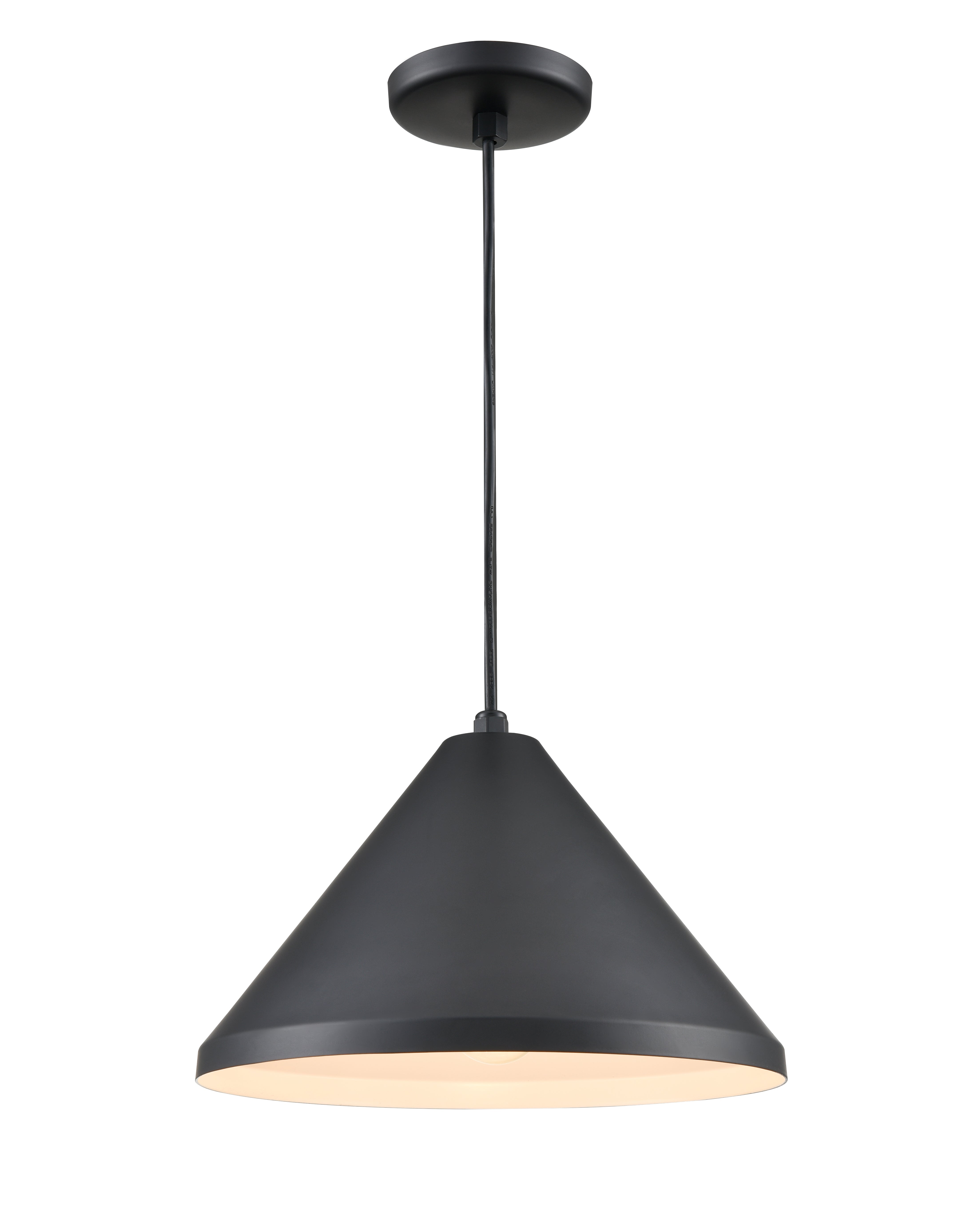 13 x 8.75-inch R Series Satin Black 1-Light Black Glass Cone Pendant Light