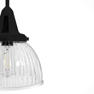 Cypress Grove 10-inch 1-light Natural Black Iron Industrial Pendant with Clear Holophane Glass