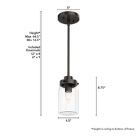 Devon Park 4.5-inch 1-light Onyx Bengal Pendant with Clear Glass