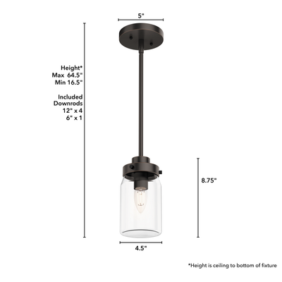 Devon Park 4.5-inch 1-light Onyx Bengal Pendant with Clear Glass