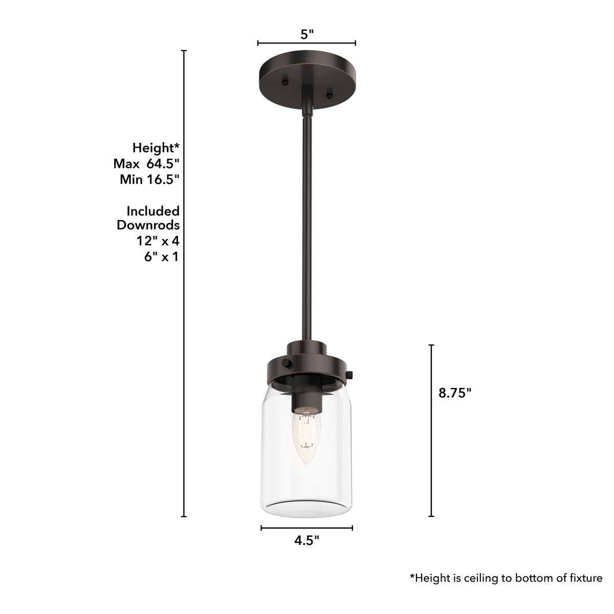 Devon Park 4.5-inch 1-light Onyx Bengal Pendant with Clear Glass
