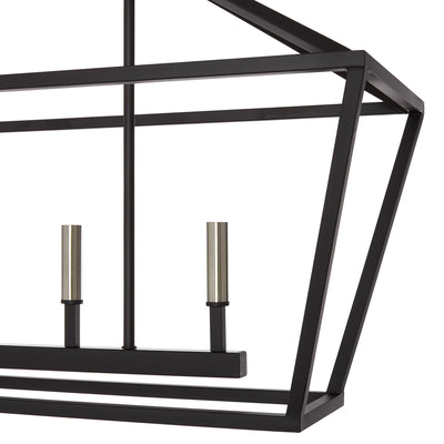 68'' Corona Matte Black 5 Light Linear Chandelier