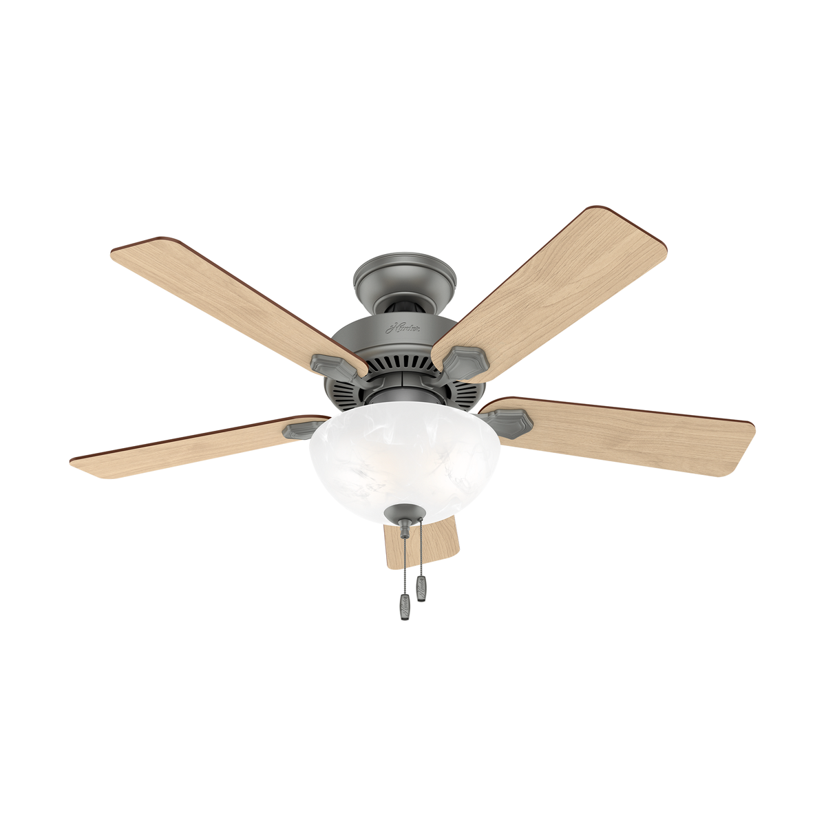 44 inch Swanson Matte Silver Ceiling Fan with LED Light Kit and Pull Chain