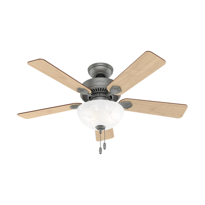 44 inch Swanson Matte Silver Ceiling Fan with LED Light Kit and Pull Chain