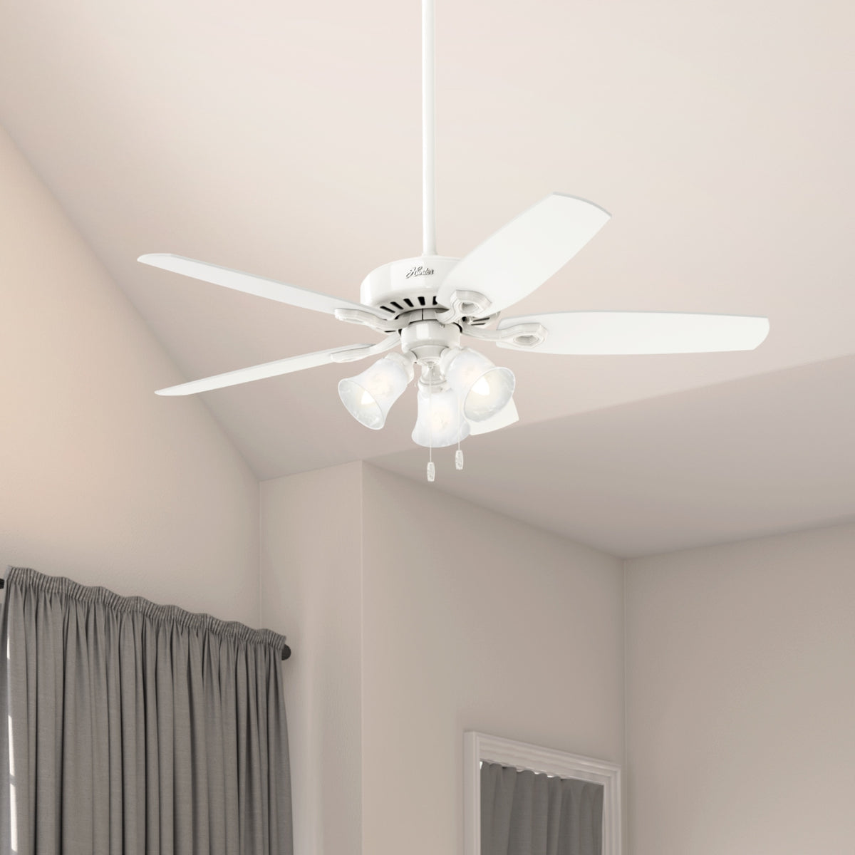52 inch Builder Snow White Ceiling Fan with LED Light Kit and Pull Chain
