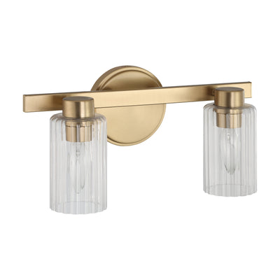 Bedminster 14-inch 2-light Champagne Gold Vanity Light with Clear Ribbed Glass Shades