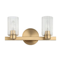 Bedminster 14-inch 2-light Champagne Gold Vanity Light with Clear Ribbed Glass Shades