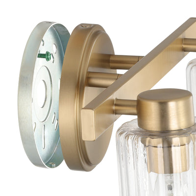 Bedminster 14-inch 2-light Champagne Gold Vanity Light with Clear Ribbed Glass Shades