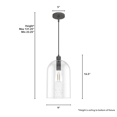 Lochemeade 9-inch 1-light Noble Bronze Pendant with Clear Seeded Glass