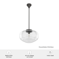 Saddle Creek 16-inch 1-light Noble Bronze Schoolhouse Pendant with Seeded Glass