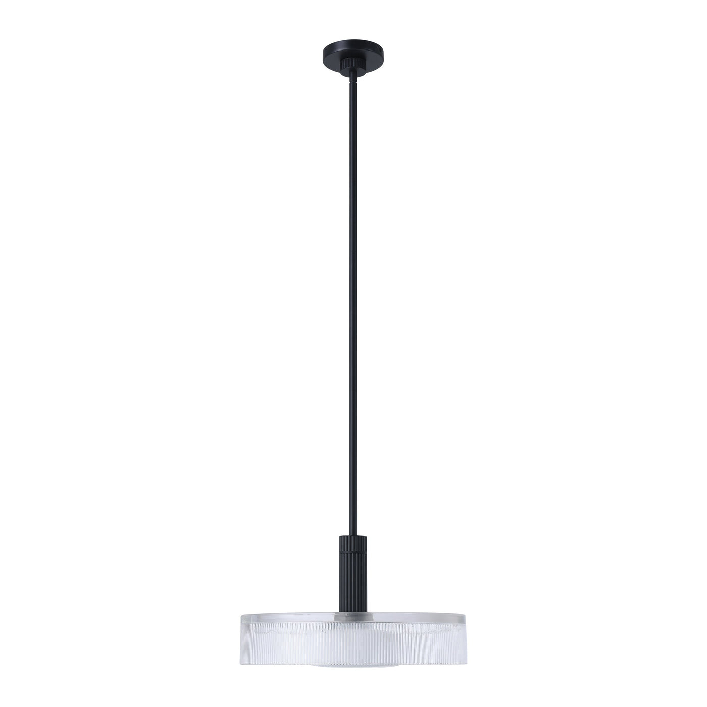 Como 18-inch 1-light Matte Black Convertible Pendant with Clear Ribbed and Opal Glass Shade