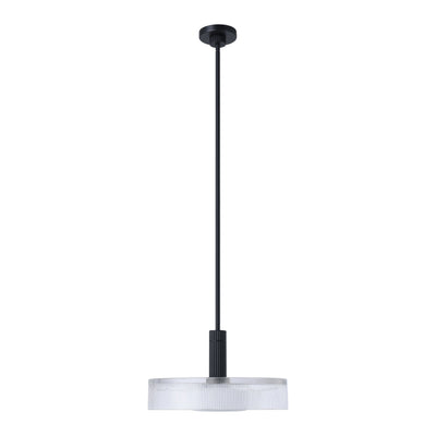Como 18-inch 1-light Matte Black Convertible Pendant with Clear Ribbed and Opal Glass Shade