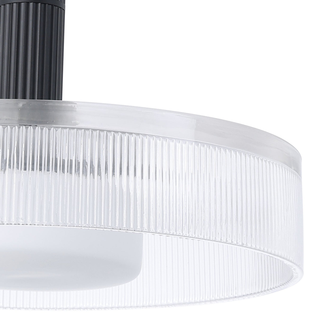 Como 18-inch 1-light Matte Black Convertible Pendant with Clear Ribbed and Opal Glass Shade