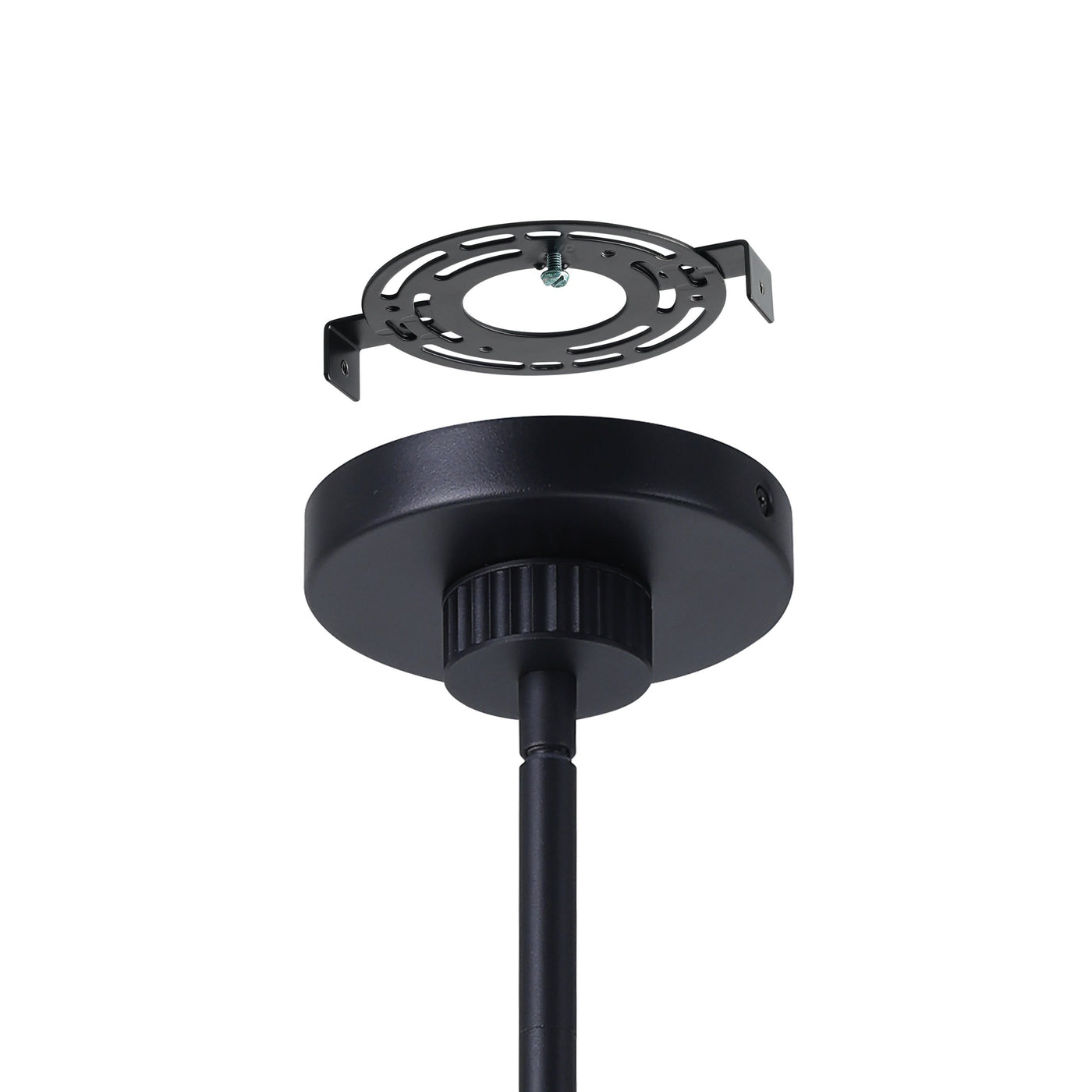 Como 18-inch 1-light Matte Black Convertible Pendant with Clear Ribbed and Opal Glass Shade