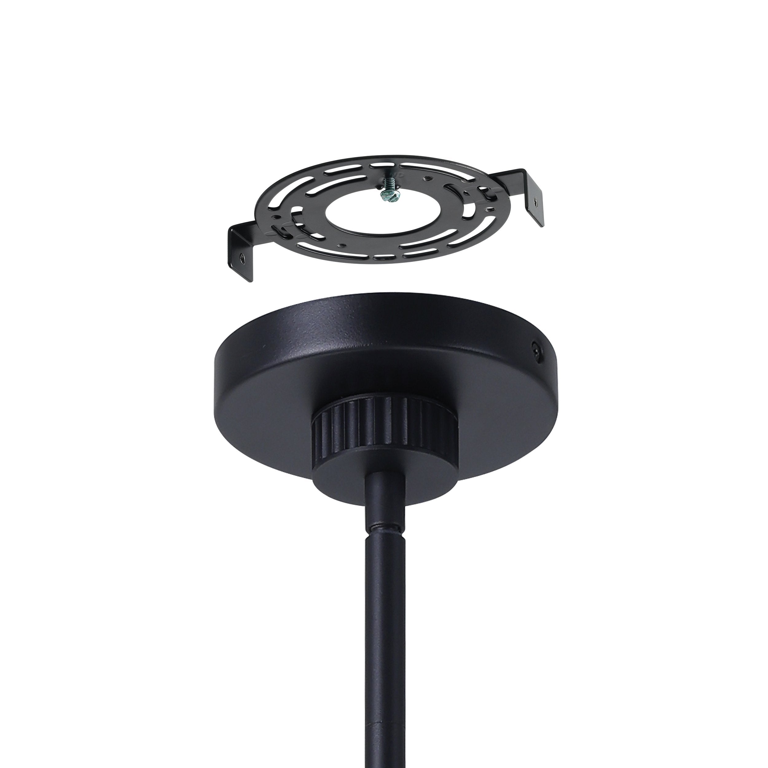 Como 18-inch 1-light Matte Black Convertible Pendant with Clear Ribbed and Opal Glass Shade