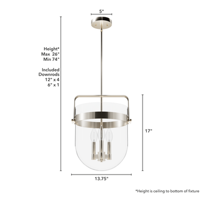 Karloff 14-inch 3-light Brushed Nickel Lantern Pendant with Clear Glass